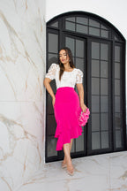 Saia Babado Assimétrico Pink