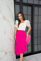 Saia Babado Assimétrico Pink