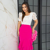 Saia Babado Assimétrico Pink