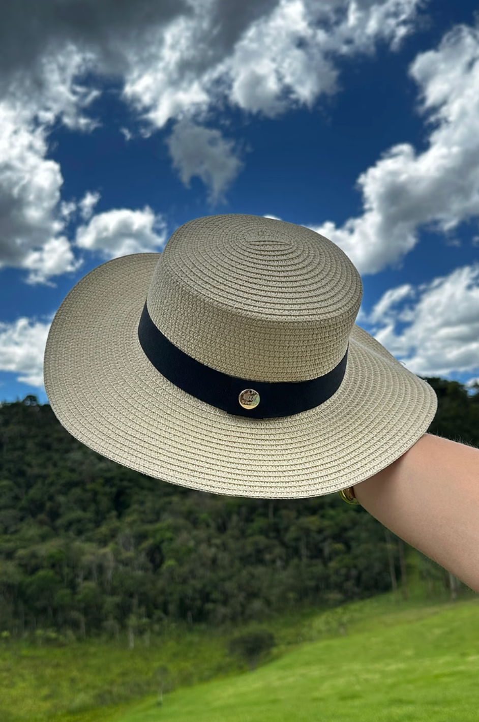 Chapéu Solaris dobrável bege claro
