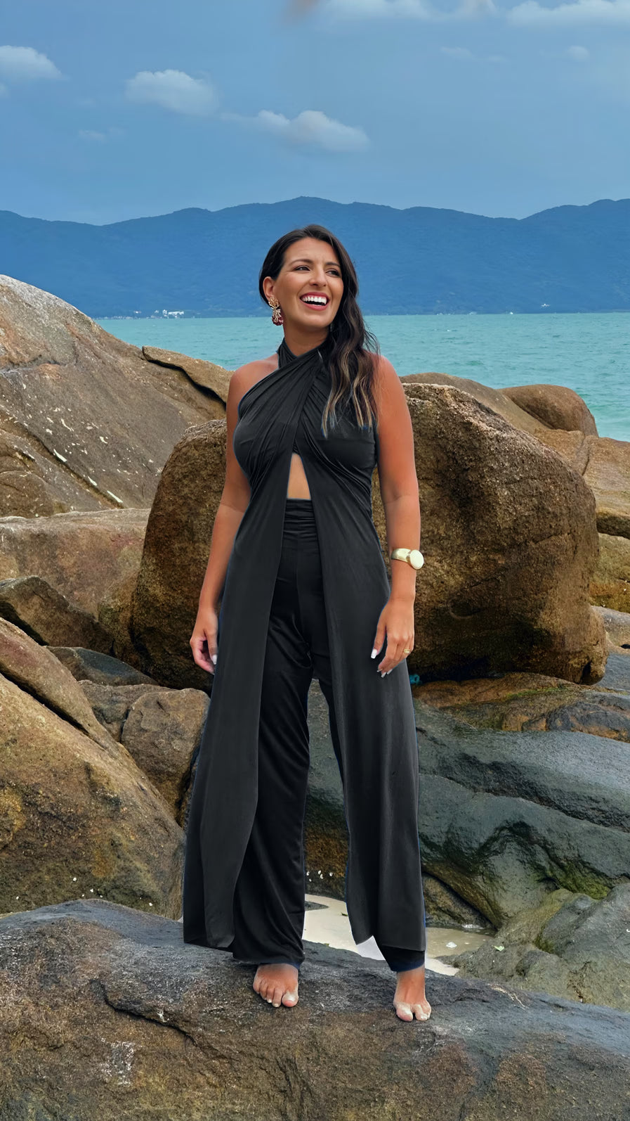 Conjunto Top & Calça/Macacão Preto