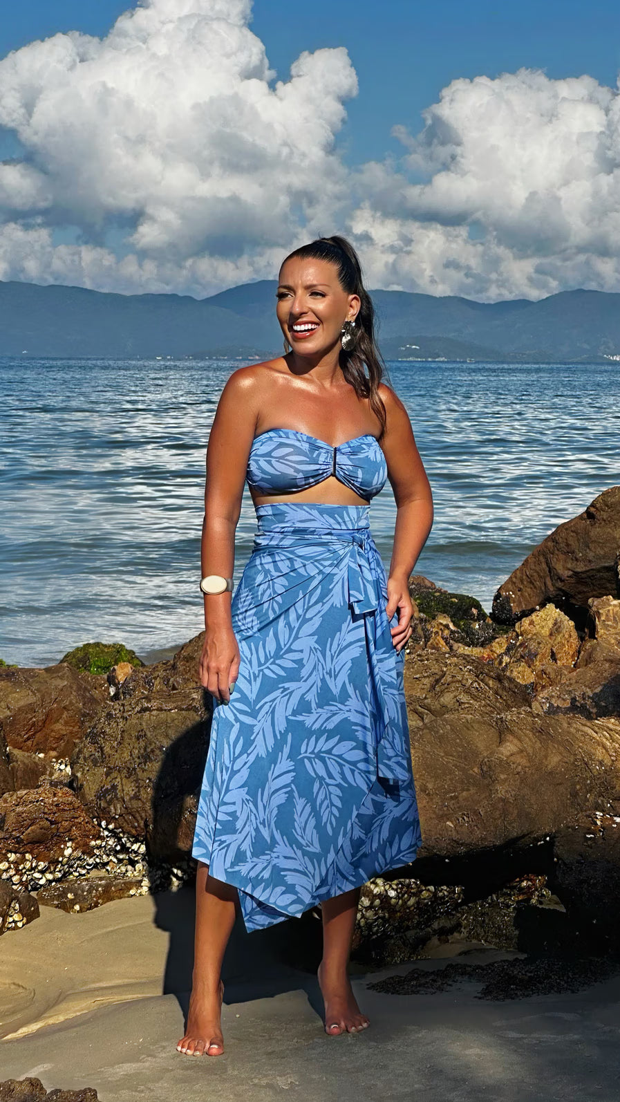 conjunto saída Alaya curta azul maré