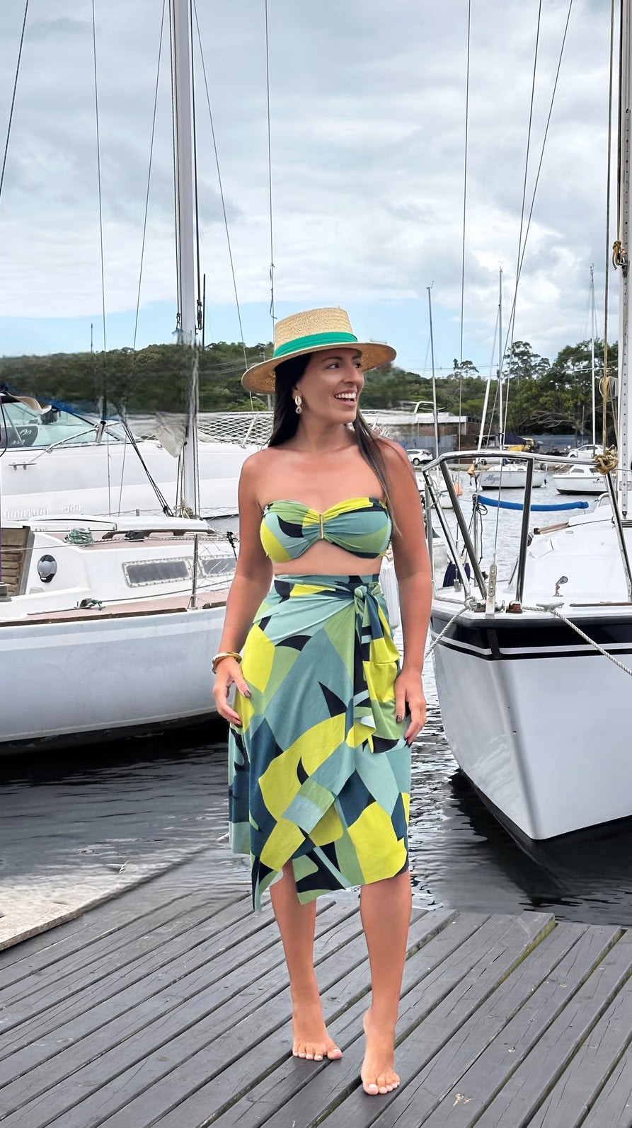 Conjunto Top & Saída Alaya curta - Tropicália verde