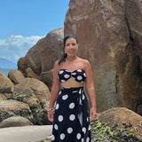 Conjunto Top & Saída Alaya longa - Poá P&B