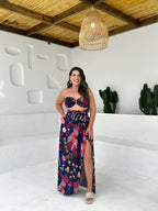 Conjunto Top & Saída Alaya curta  -  Paraíso Pintado Azul