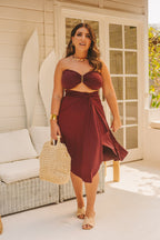 Conjunto Saída Alaya curta & top - bordô