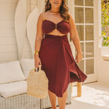 Conjunto Saída Alaya curta & top - bordô